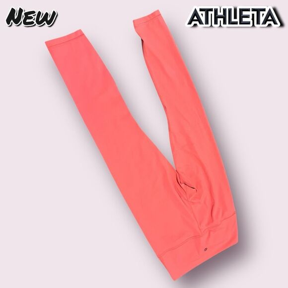 New NWT Athleta Transcend 7/8 Tight Leggings Bright Coral - Size Small - Picture 7 of 9